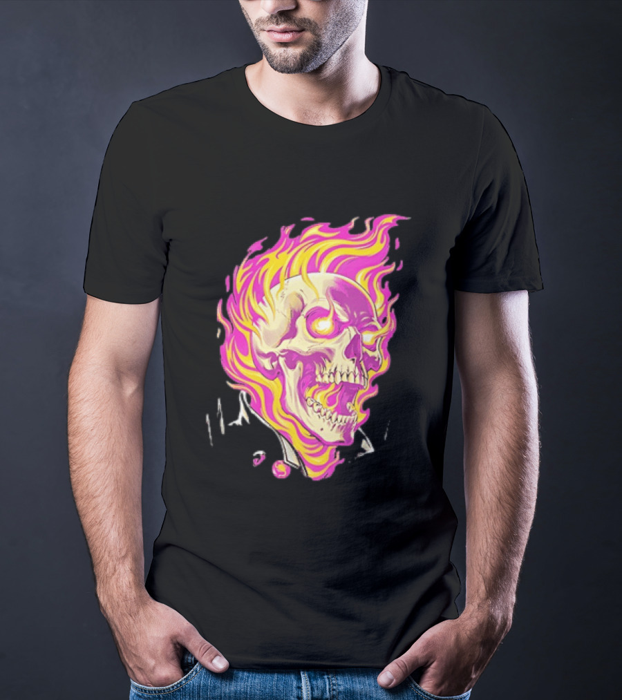 Ghost Rider Flaming Skull Marvel Fire Blaze T-Shirt