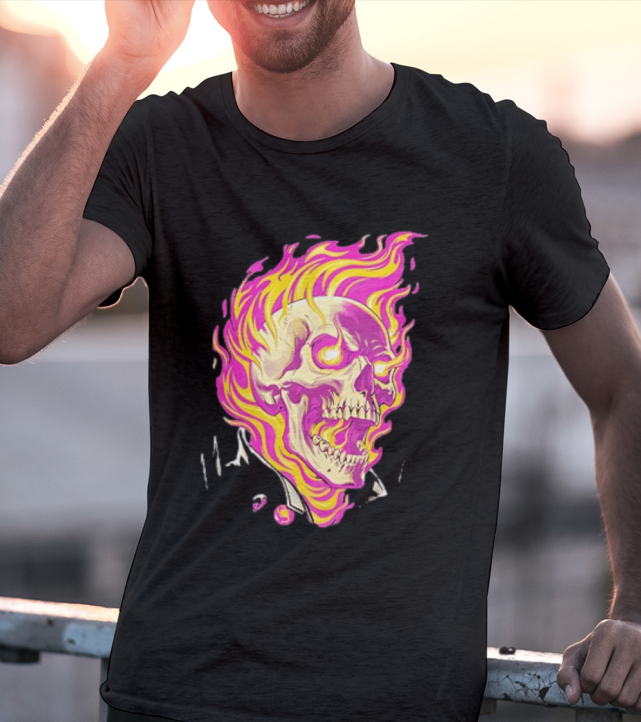 Ghost Rider Flaming Skull Marvel Fire Blaze T-Shirt