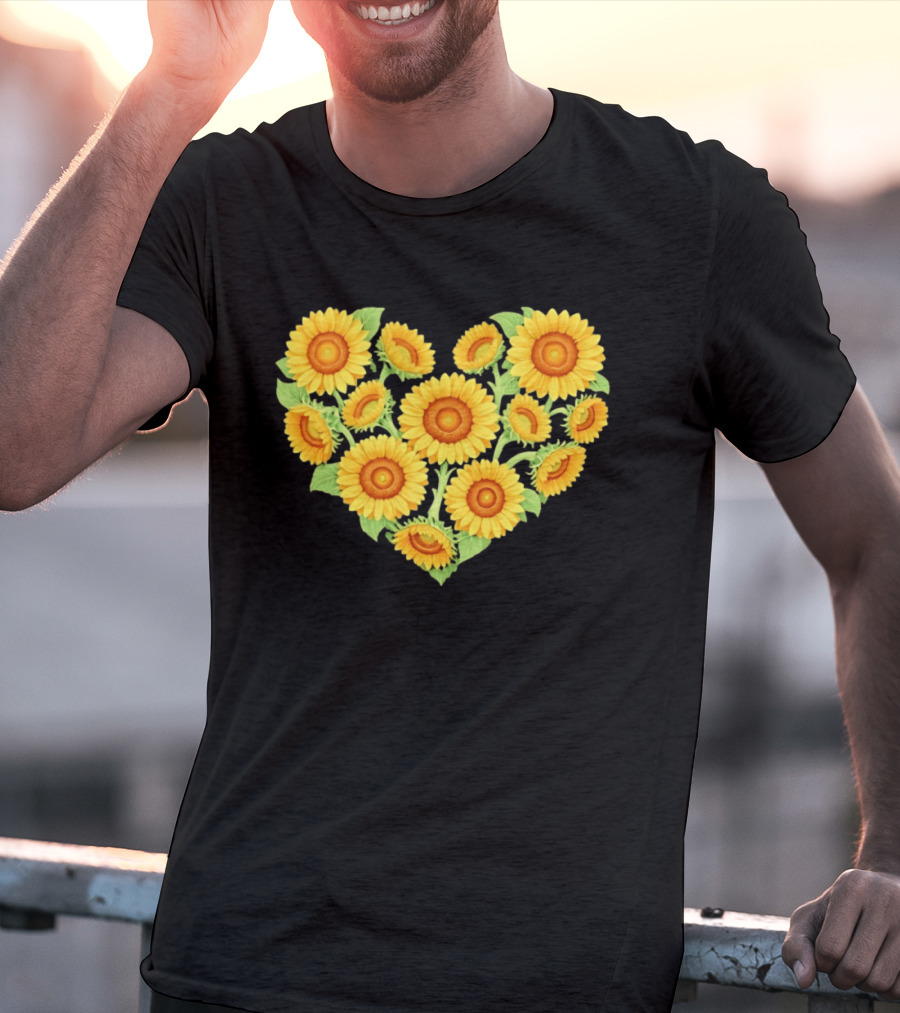 Sunflower Heart Shaped Floral Arrangement Nature T-Shirt