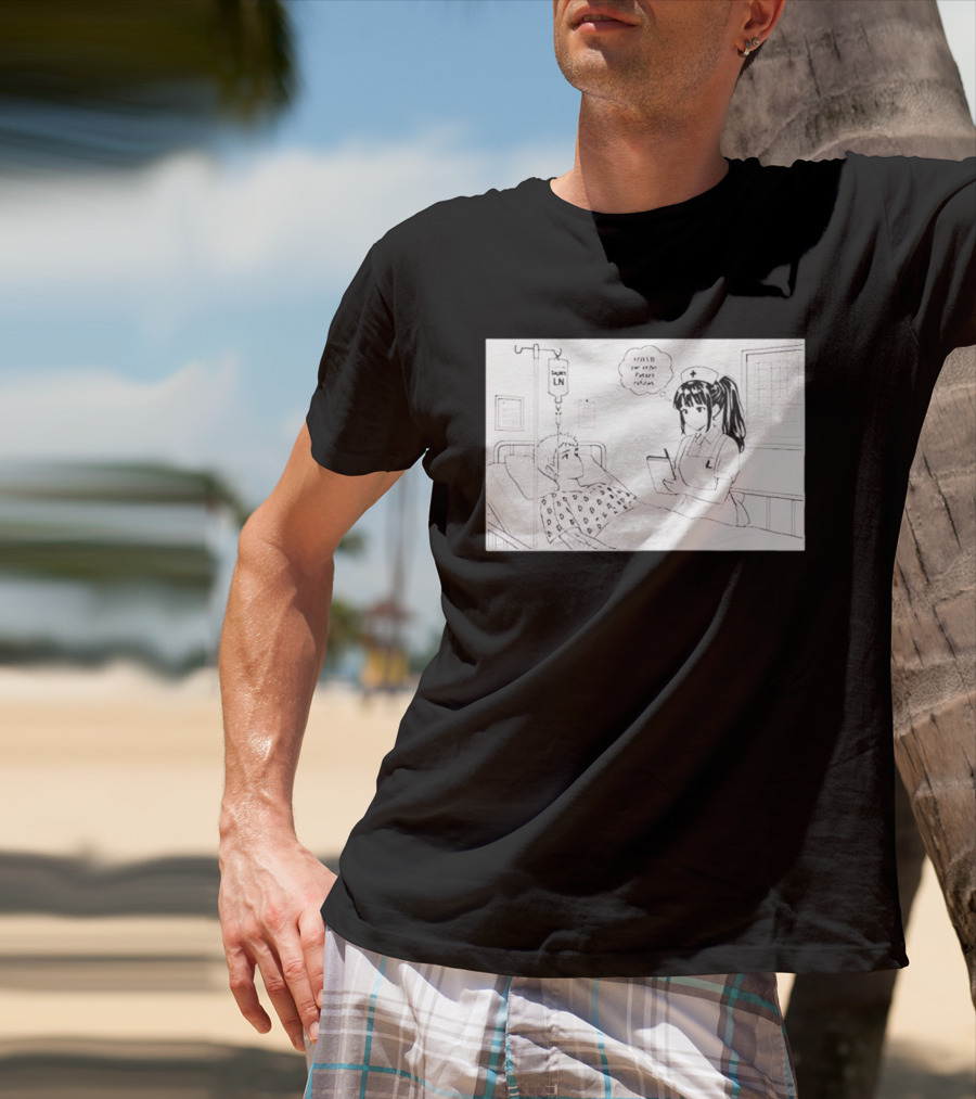 Nurse Manga Style Hospital Scene With Patient And IV Drip T-Shirt