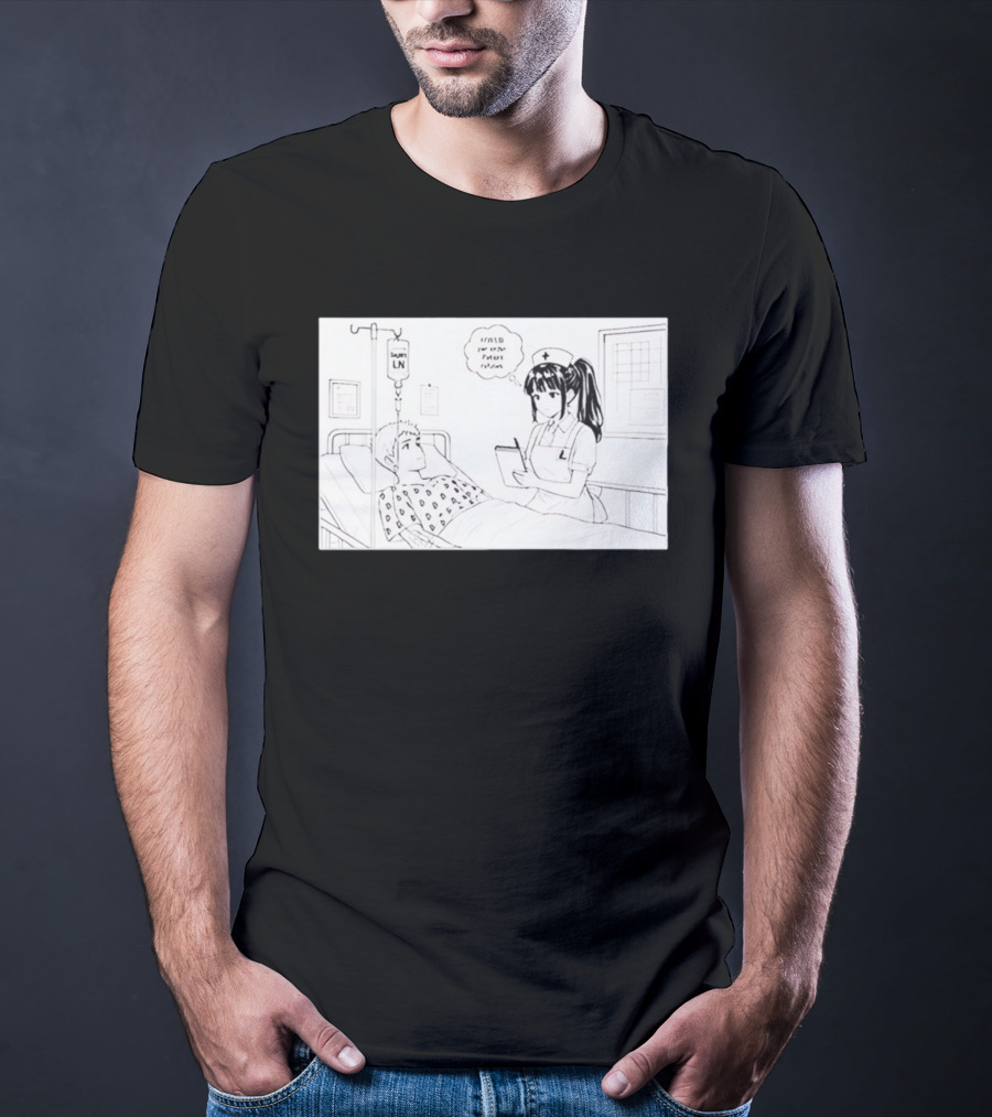 Nurse Manga Style Hospital Scene With Patient And IV Drip T-Shirt