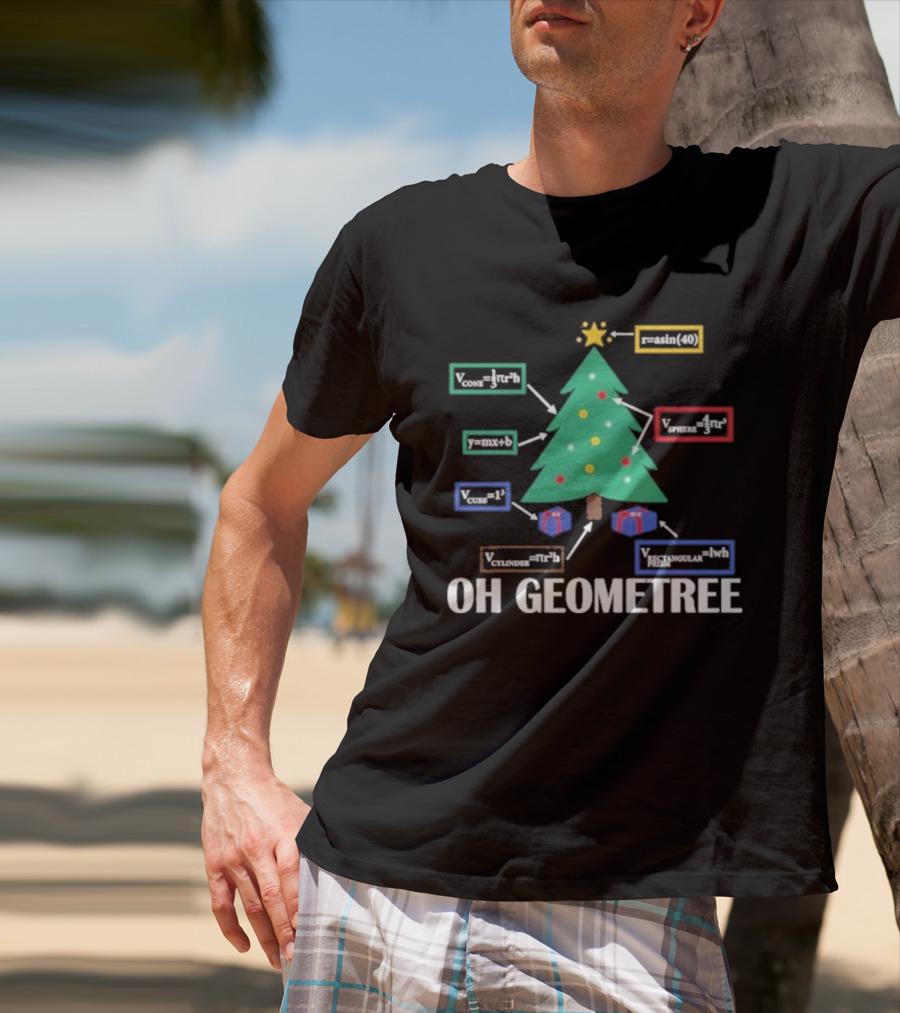 Oh Geometree Christmas Math Teacher Holiday Humor Educational T-Shirt