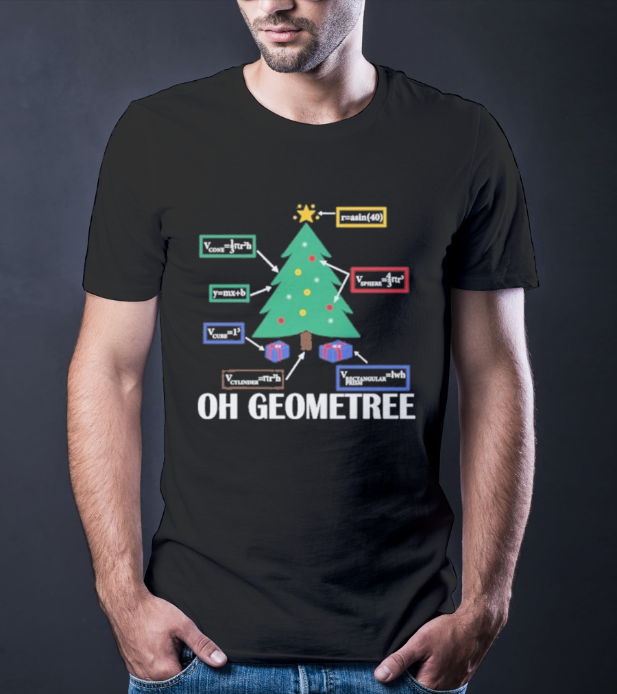 Oh Geometree Christmas Math Teacher Holiday Humor Educational T-Shirt