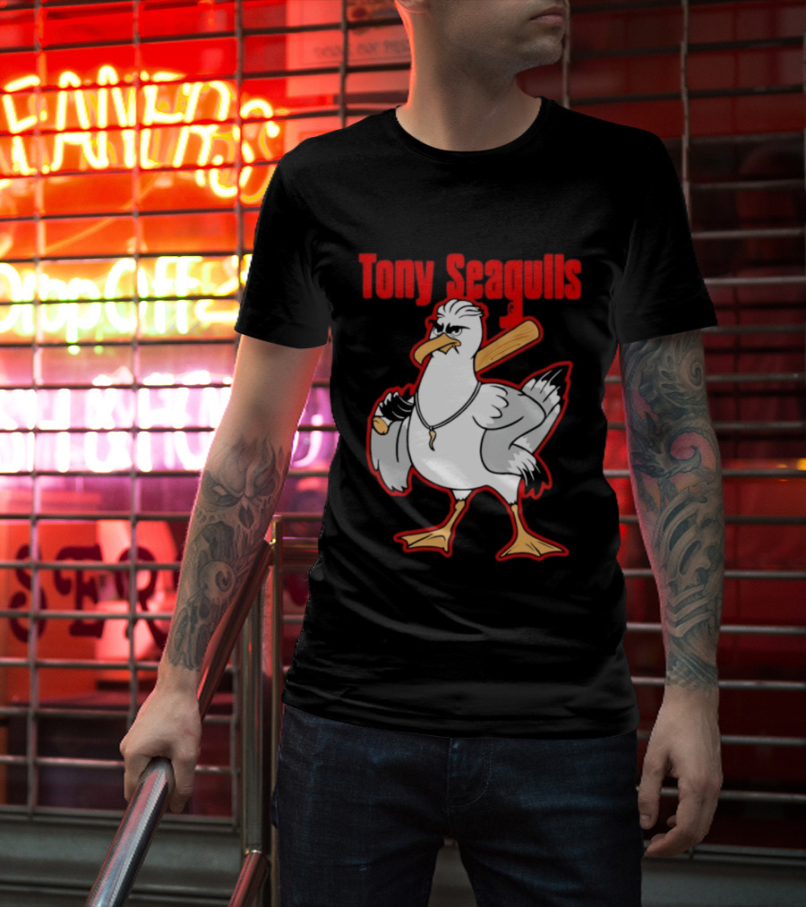 Tony Seagulls Mobster Bird Seagull Mafia T-Shirt