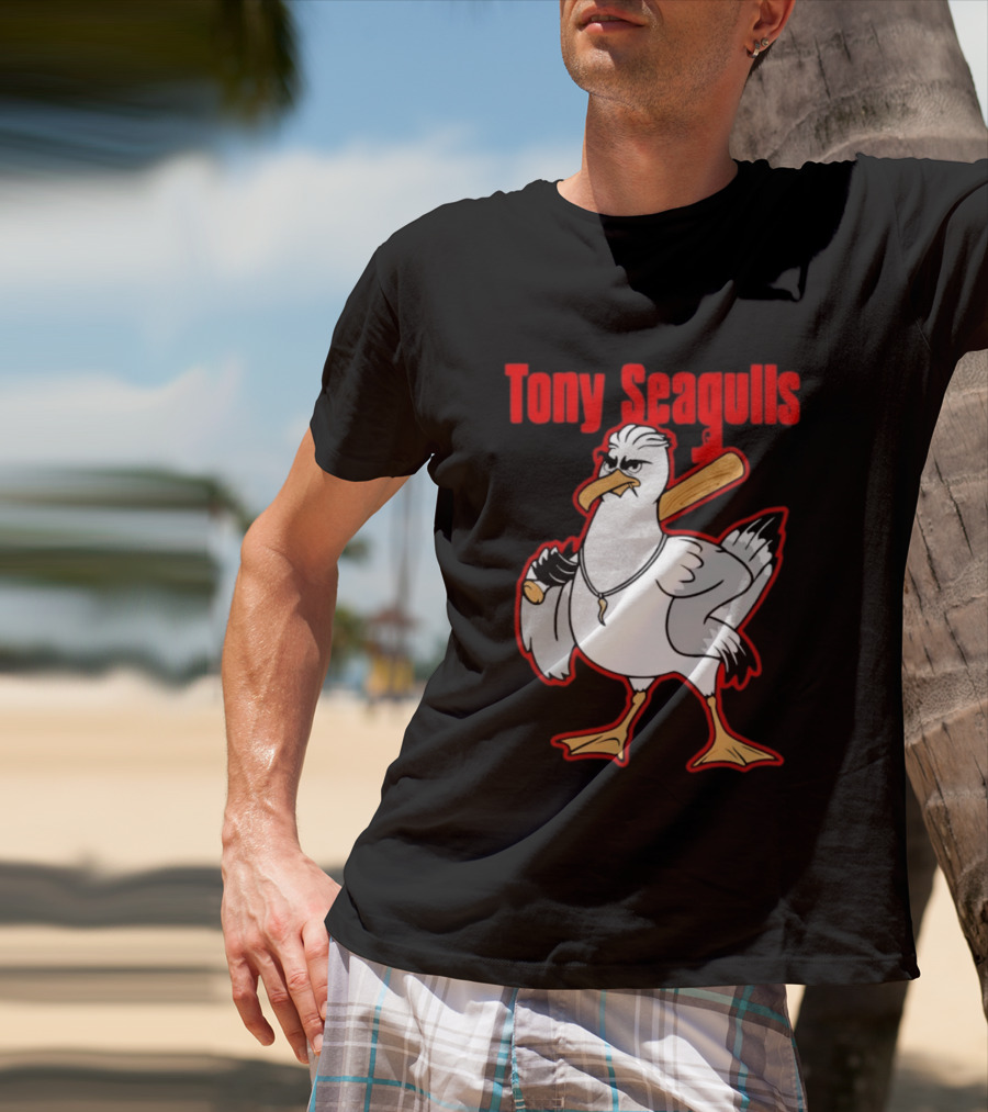 Tony Seagulls Mobster Bird Seagull Mafia T-Shirt