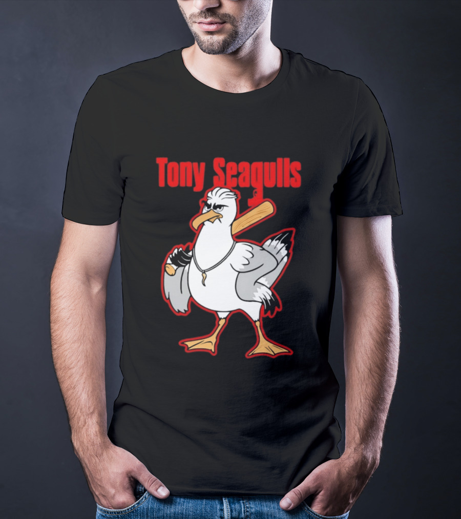 Tony Seagulls Mobster Bird Seagull Mafia T-Shirt