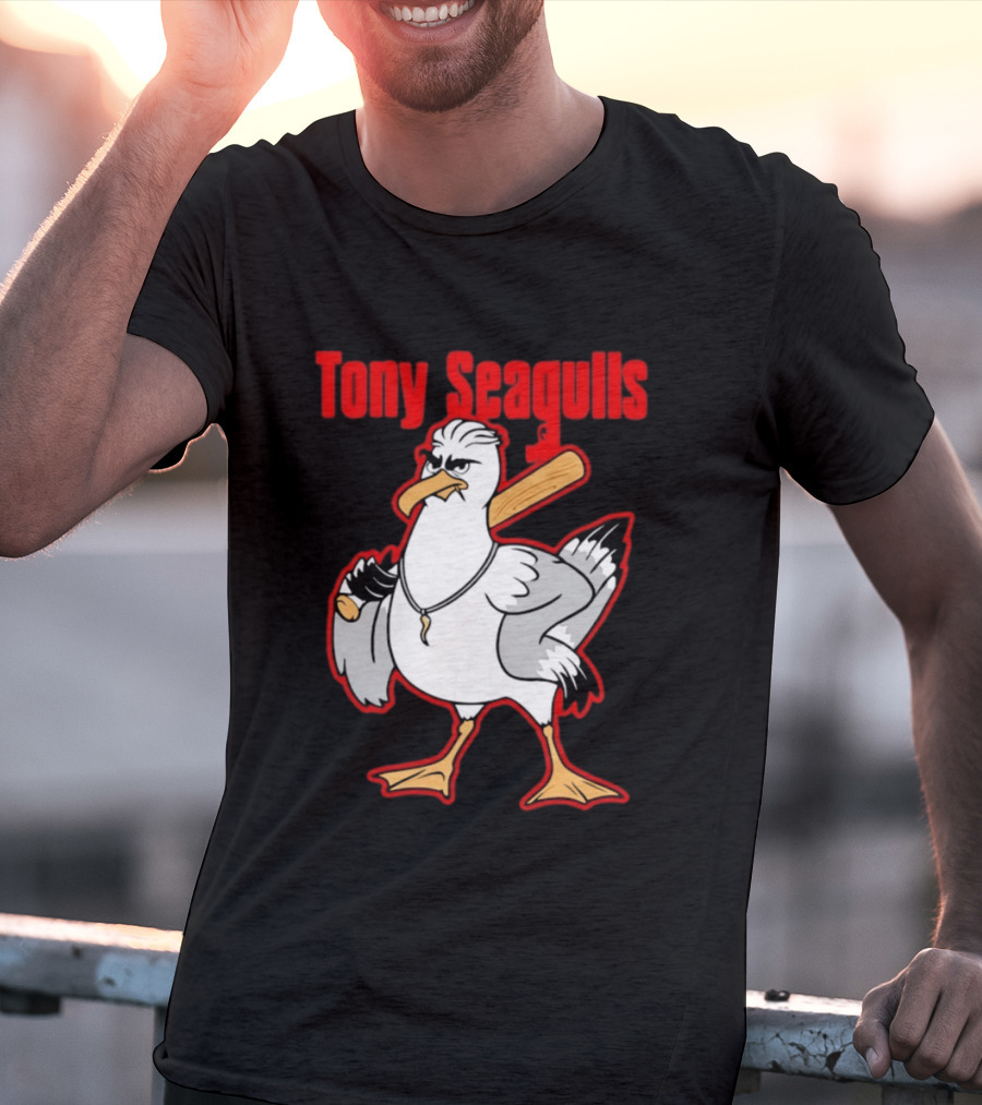 Tony Seagulls Mobster Bird Seagull Mafia T-Shirt