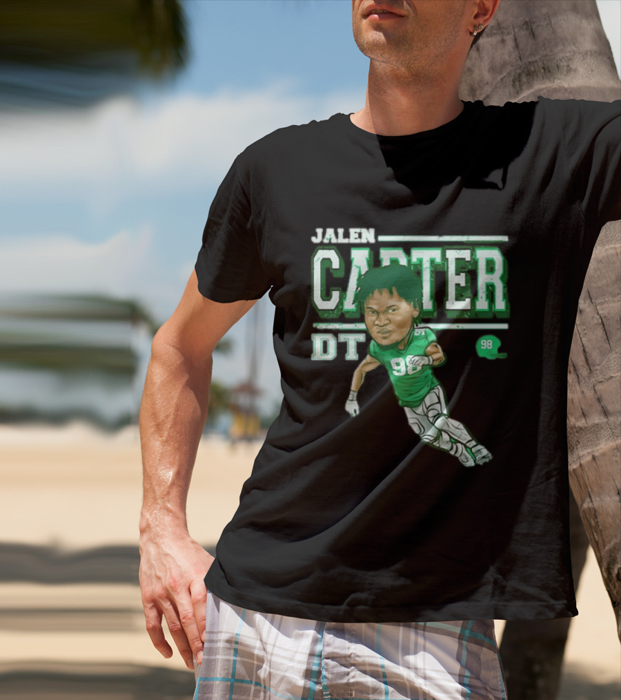 Jalen Carter Philadelphia Eagles DT 98 Caricature Football Player T-Shirt