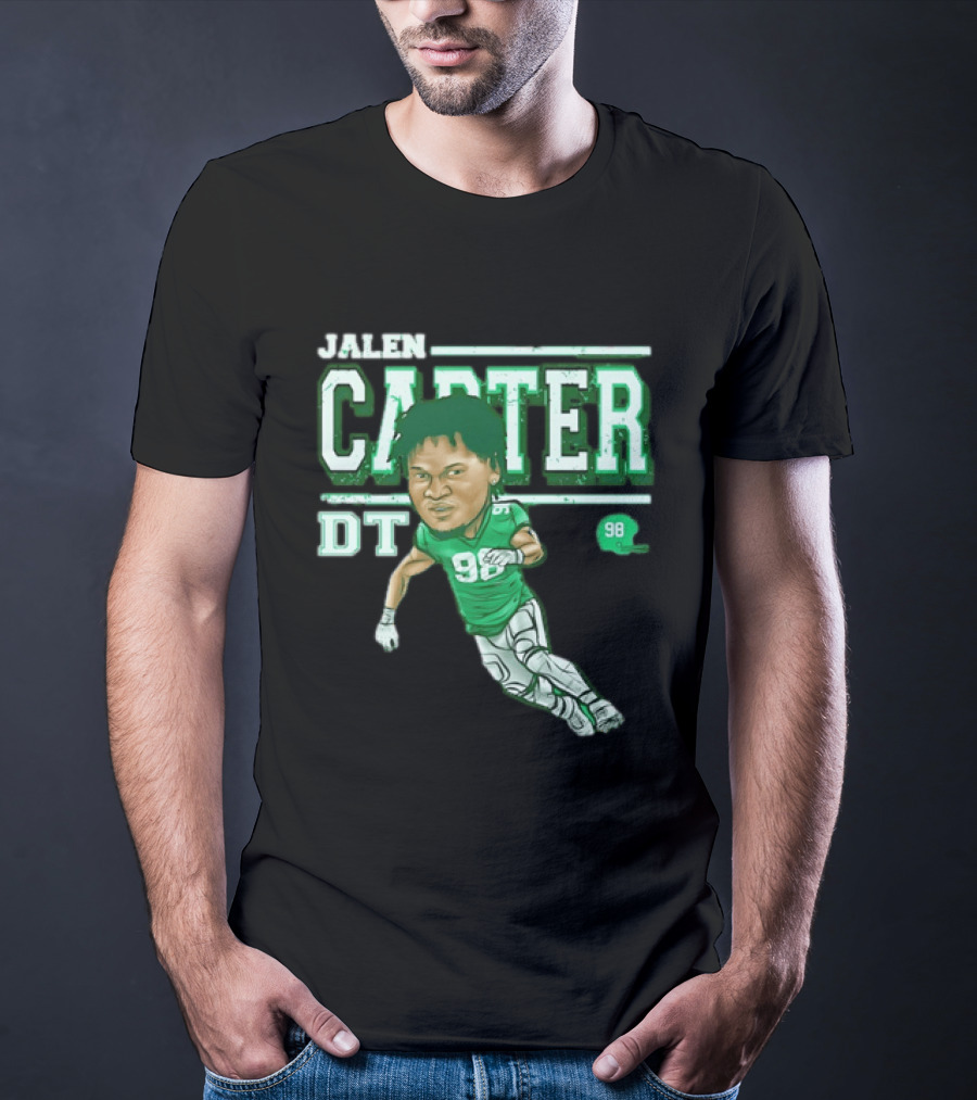 Jalen Carter Philadelphia Eagles DT 98 Caricature Football Player T-Shirt