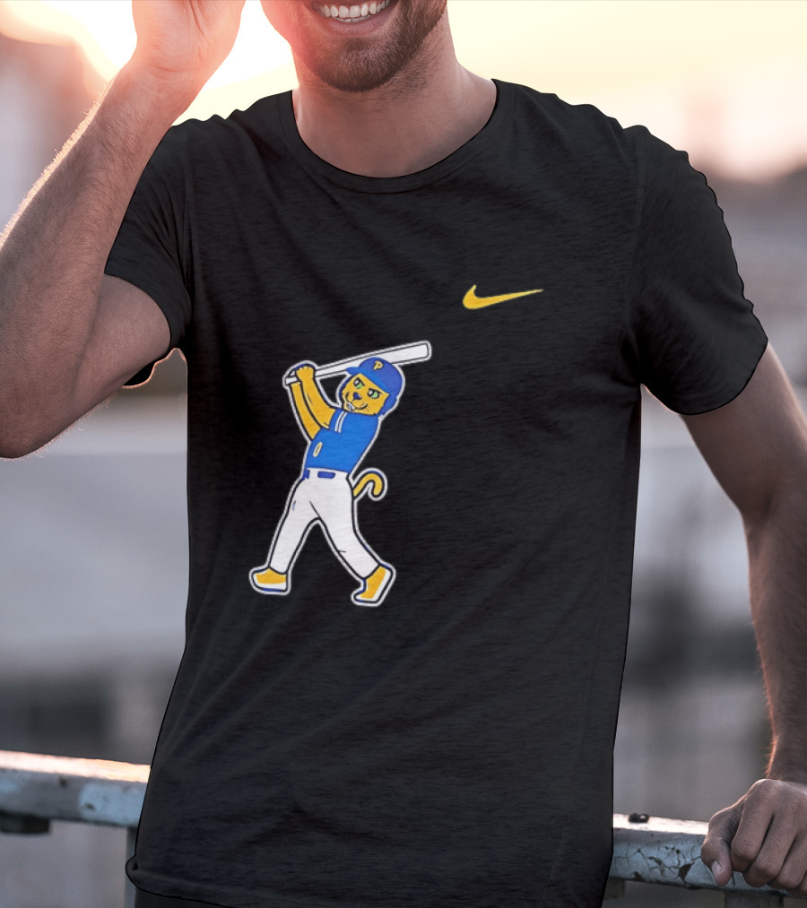 Pittsburgh Panthers Baseball Cartoon Mascot Batter Nike Sportswear T-Shirt