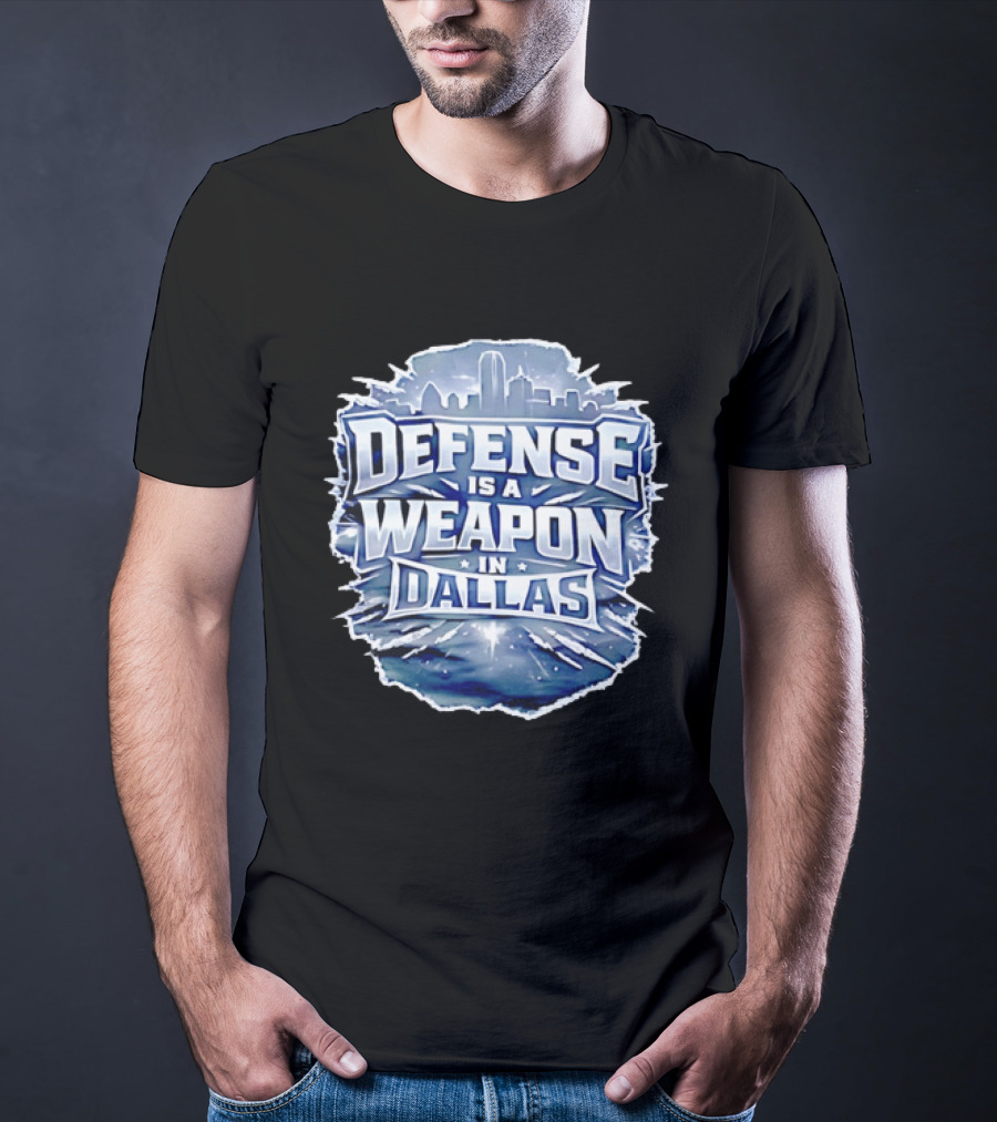 Defense Is A Weapon Dallas Football Skyline T-Shirt
