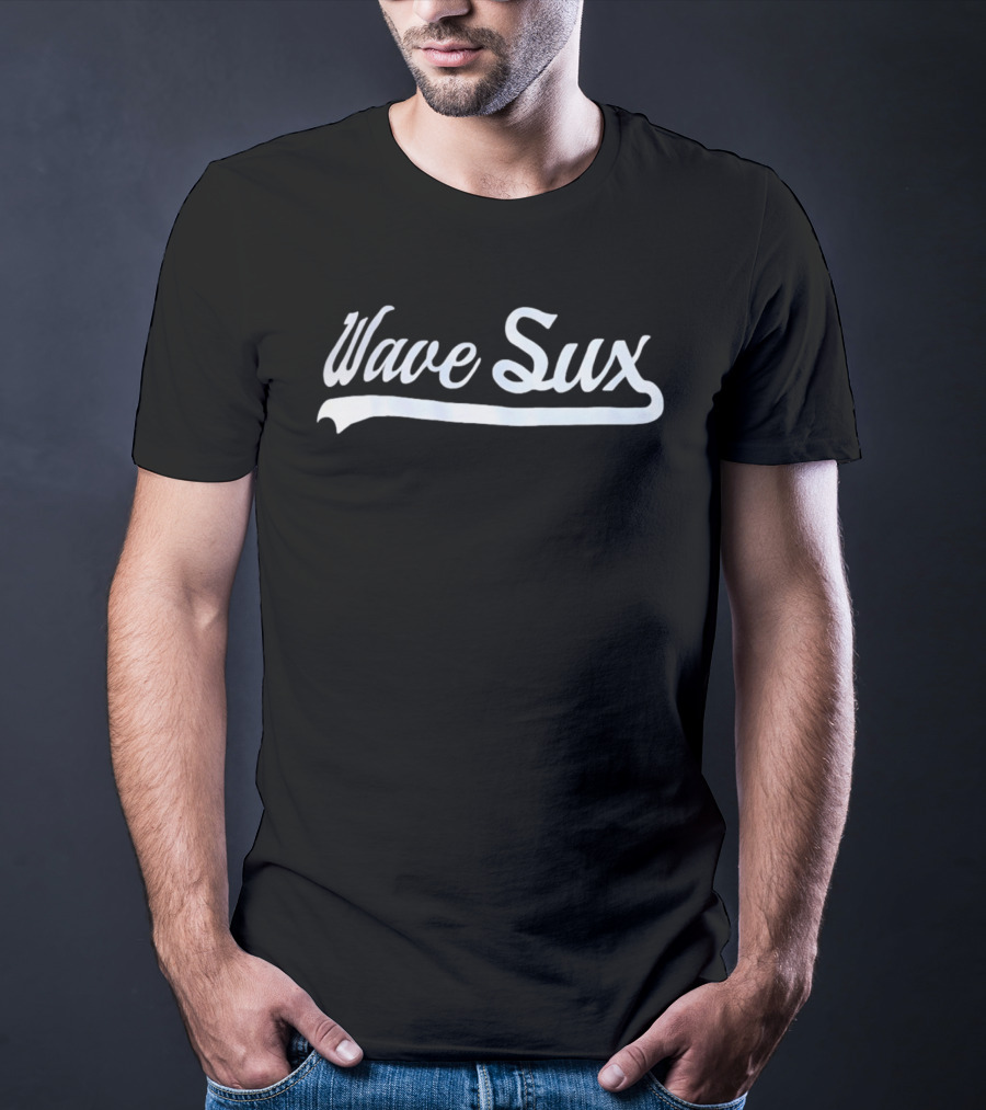 Wave Sux Script Font White Text Wave T-Shirt