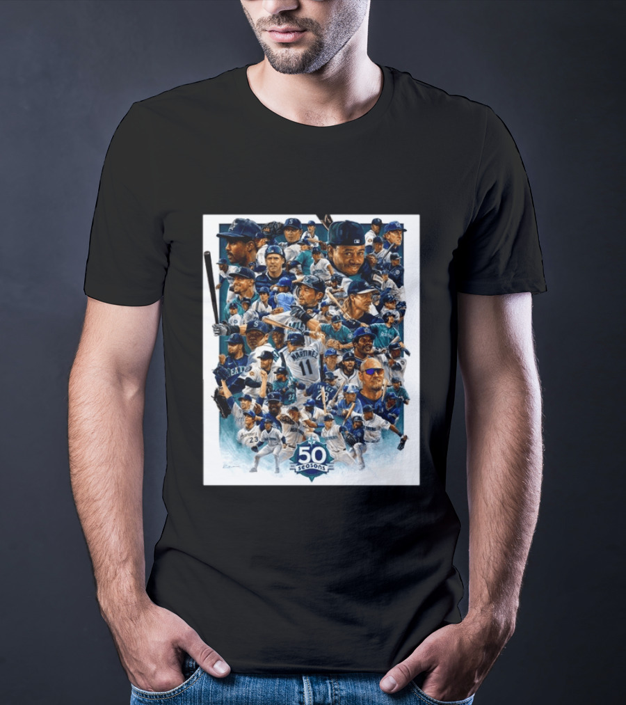 50 Seasons Presenting The Greatest Mariners Players Of All Time T-Shirt