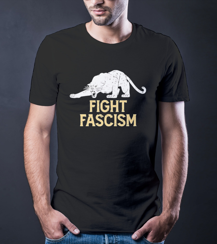 Distressed Fight Fascism Panther Anti Fascist T-Shirt