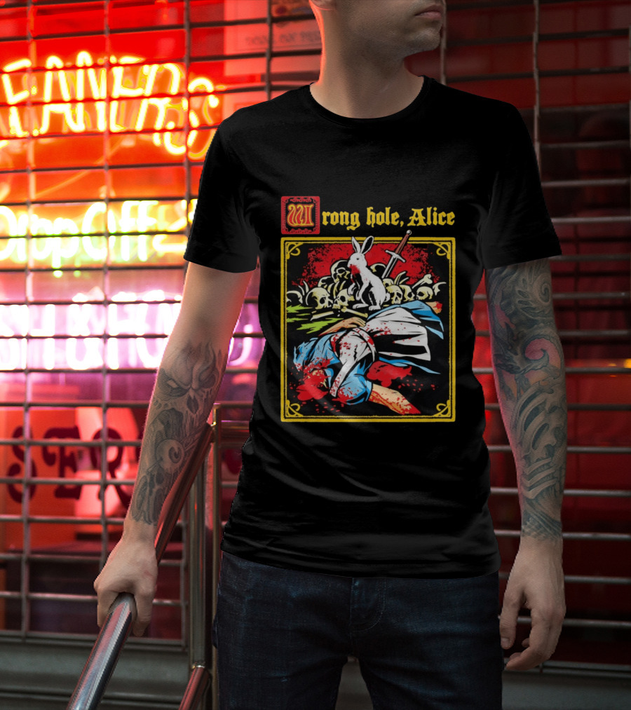 Wrong Hole Alice Killer Rabbit Dark Fantasy T-Shirt