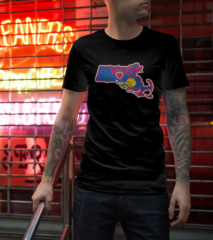 WooSox Massachusetts Heart Baseball Distressed T-Shirt