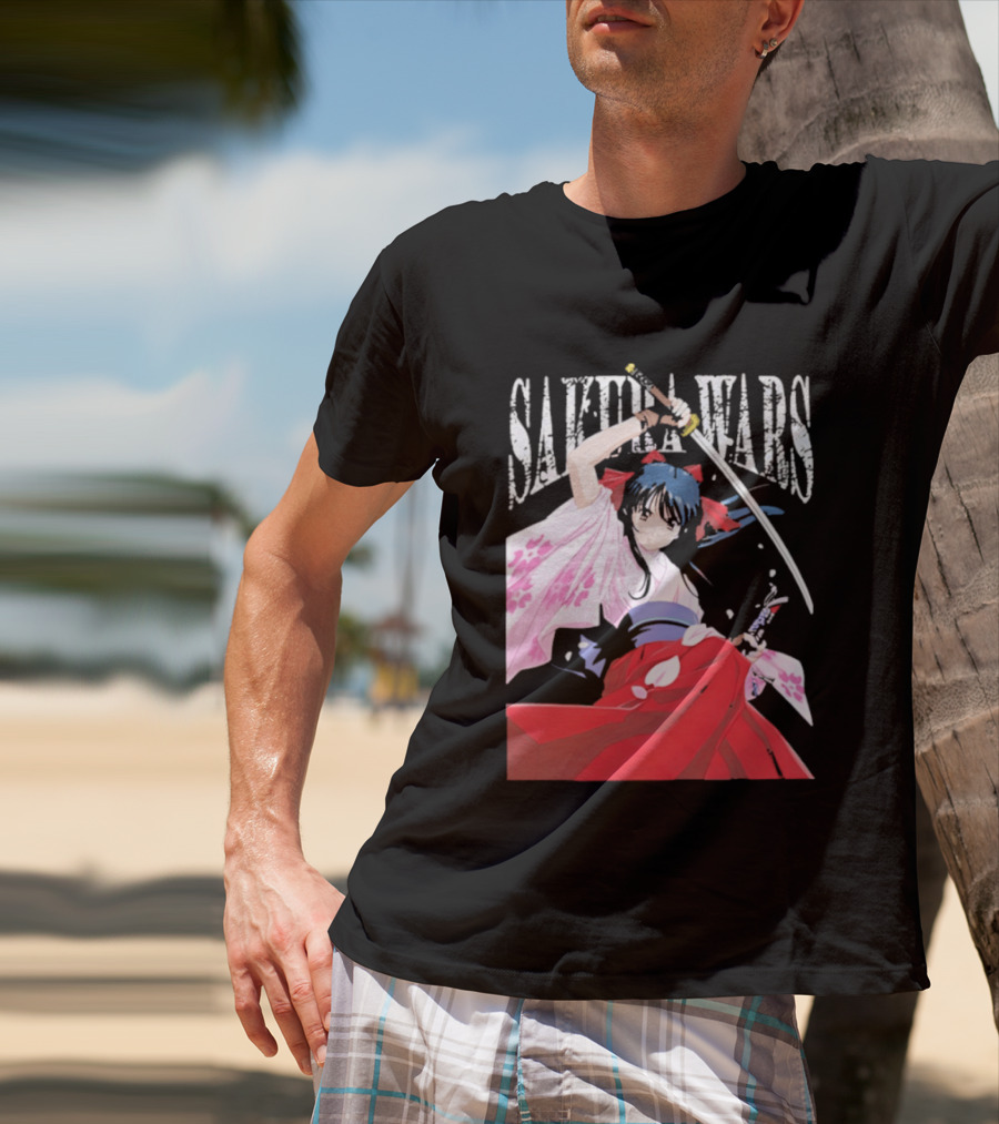 Sakura Wars Distressed Anime Samurai Girl With Katana T-Shirt