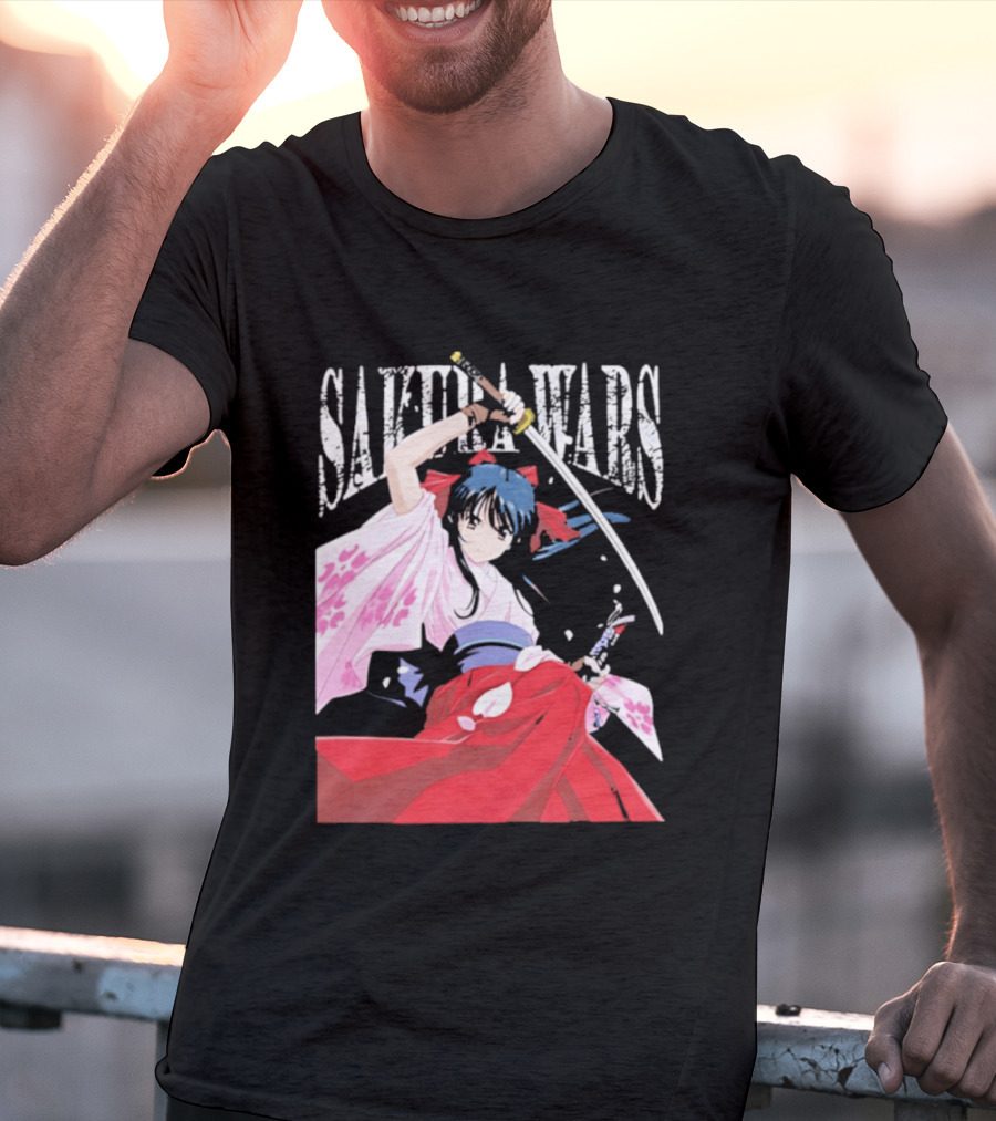 Sakura Wars Distressed Anime Samurai Girl With Katana T-Shirt