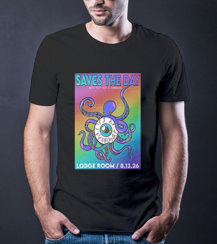 Saves The Day Lodge Room Aug 13 2026 Los Angeles Tour Octopus Eyeball T-Shirt