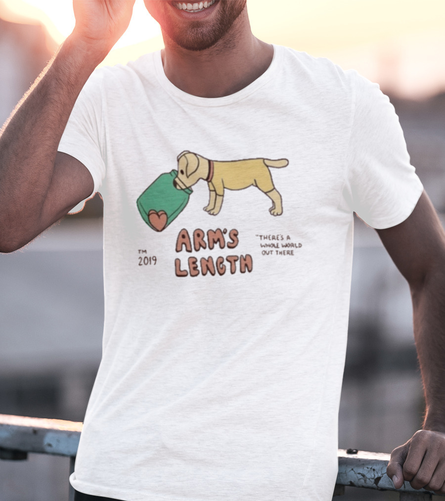 Arm's Length 2019 Dog With Jar There's A Whole World Out There T-Shirt