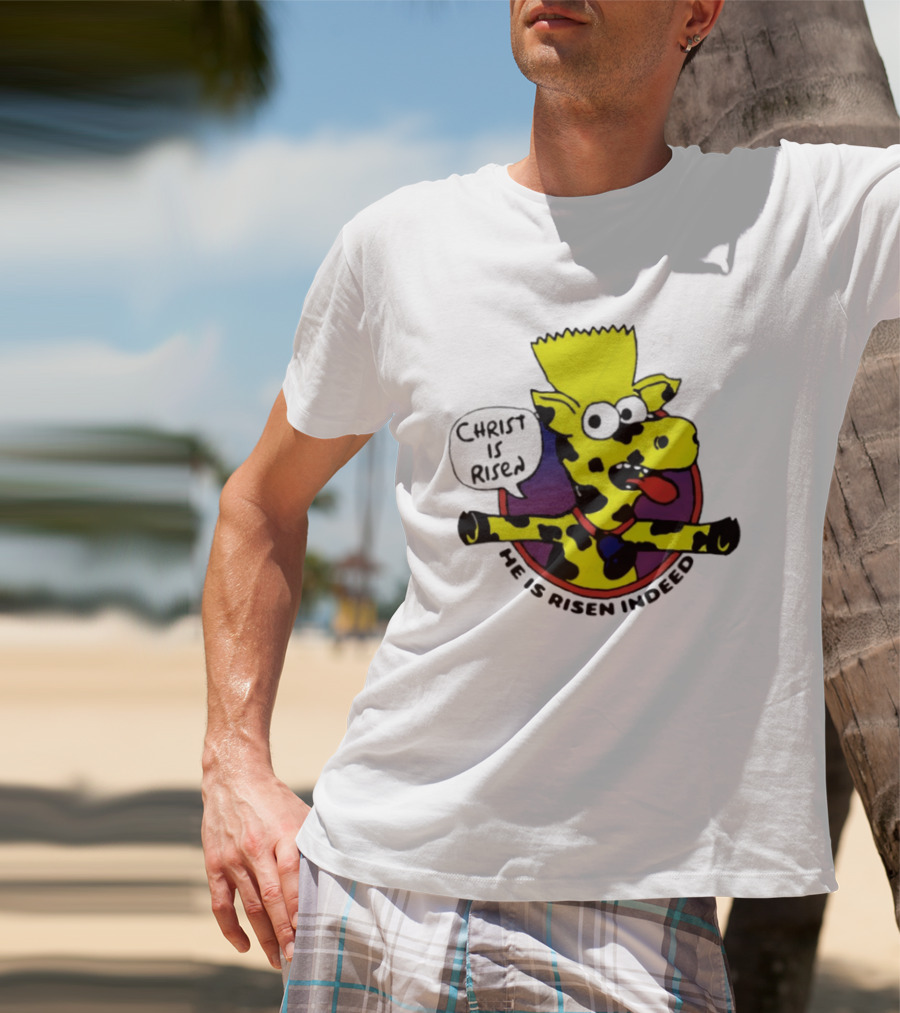 Christ Is Risen He Is Risen Indeed Simpson Cow Cartoon T-Shirt