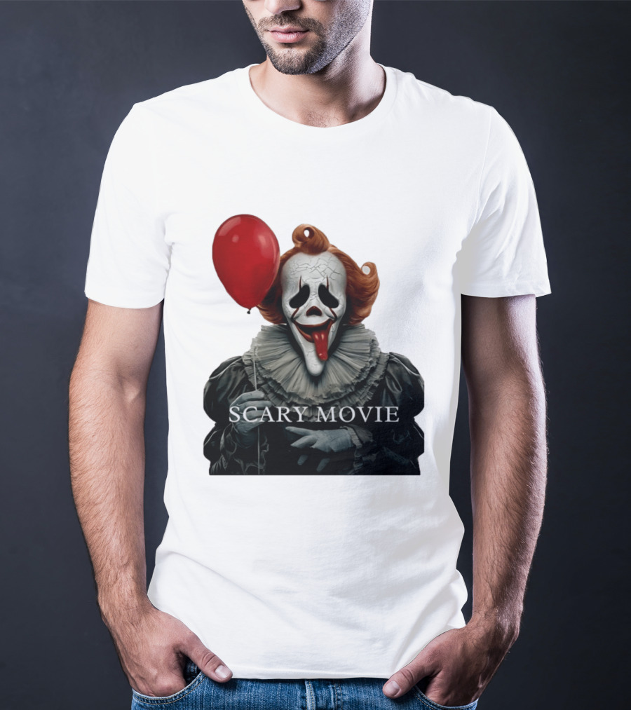 Pennywise Scary Movie Mashup Creepy Clown With Red Balloon T-Shirt