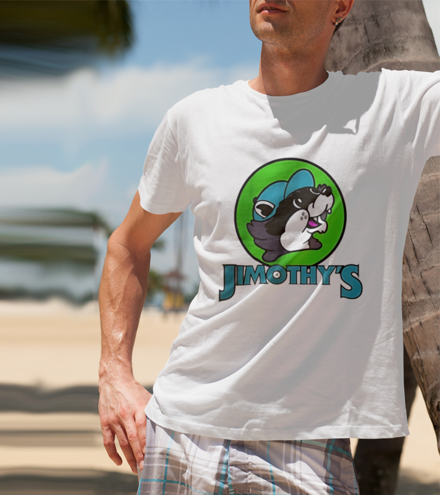 Jimothy's Cartoon Hat Character In Green Circle T-Shirt