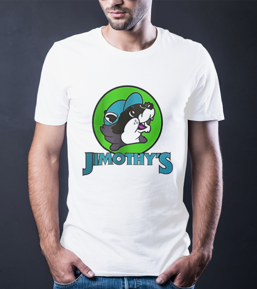 Jimothy's Cartoon Hat Character In Green Circle T-Shirt