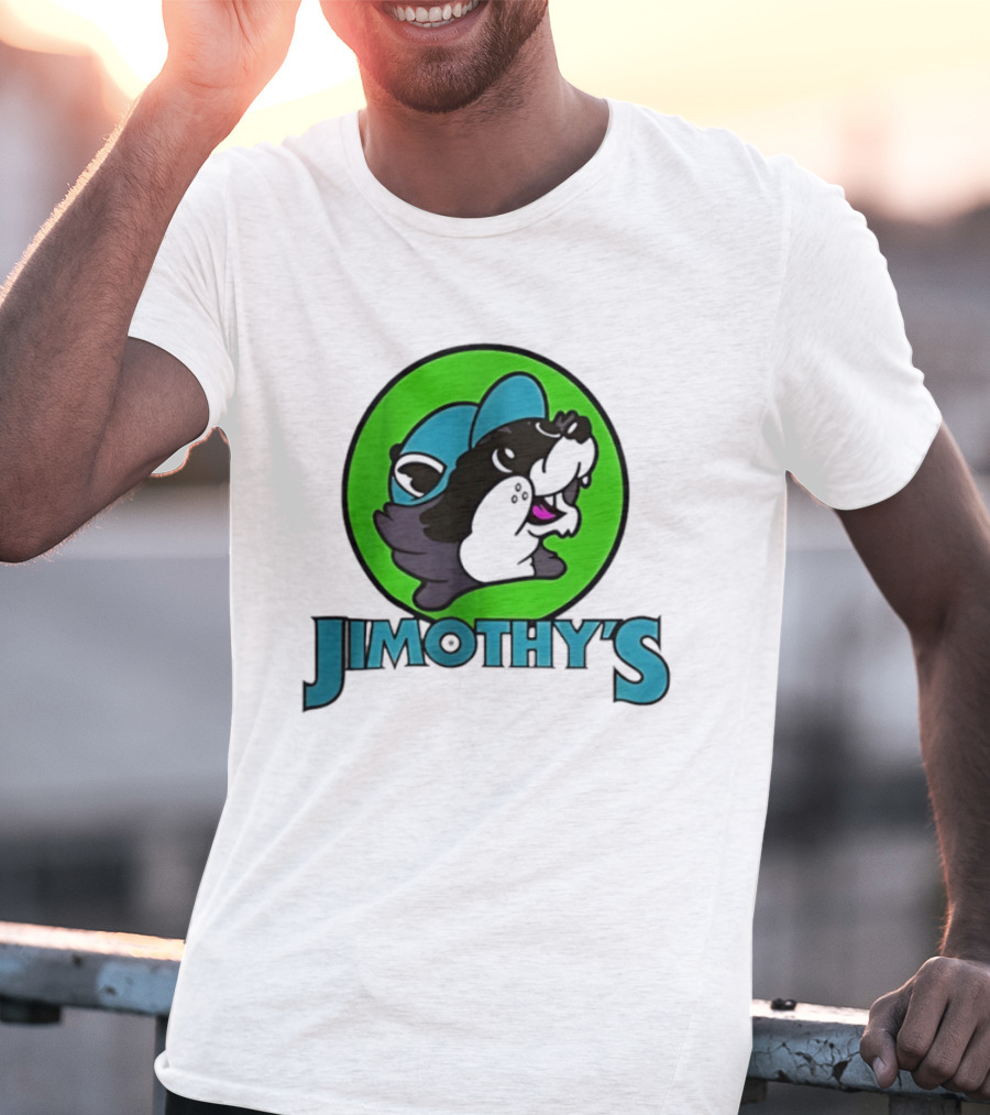 Jimothy's Cartoon Hat Character In Green Circle T-Shirt