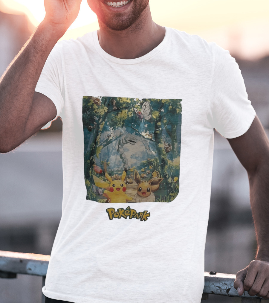 Pikachu Eevee PokéPark Kanto Forest Onix Butterfree Scene T-Shirt