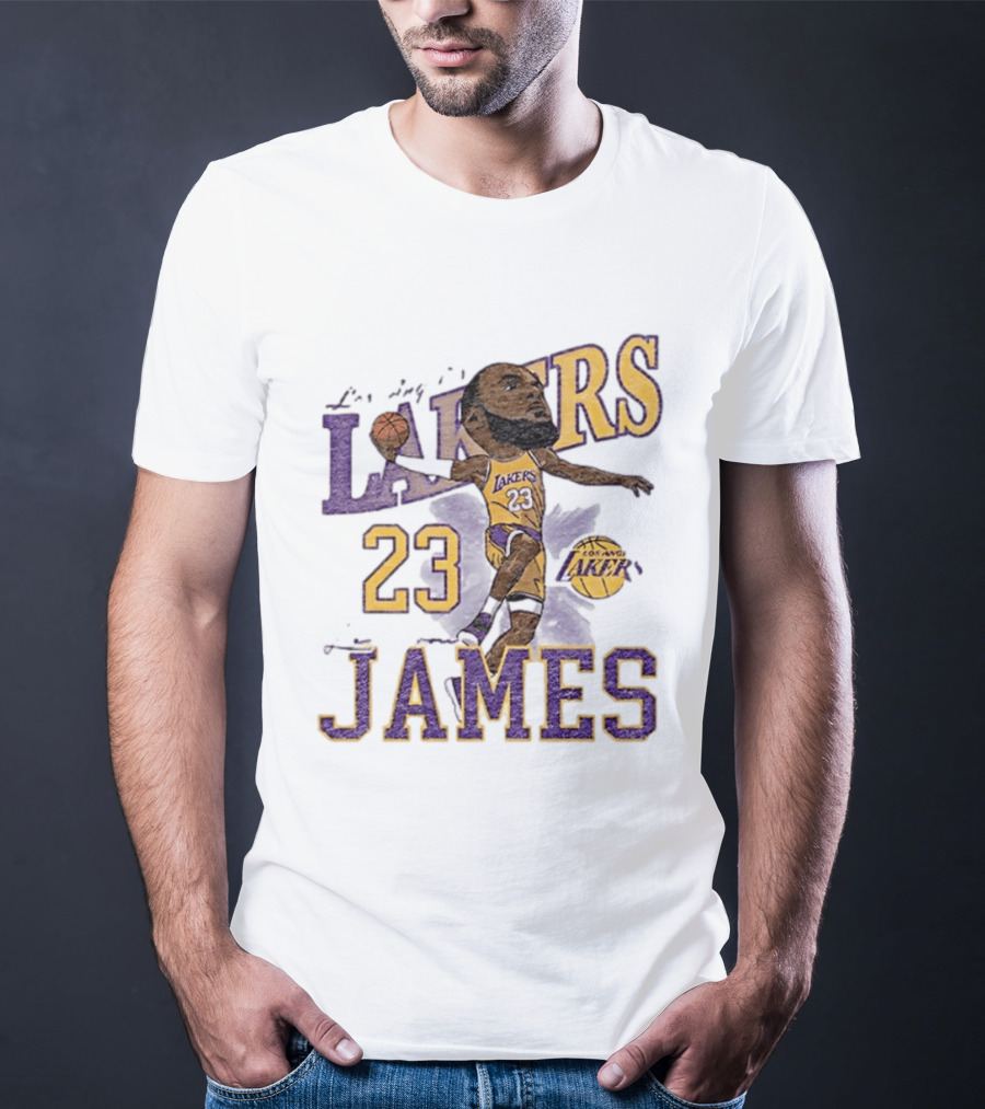 Los Angeles Lakers Lebron James 23 Basketball Caricature Player T-Shirt