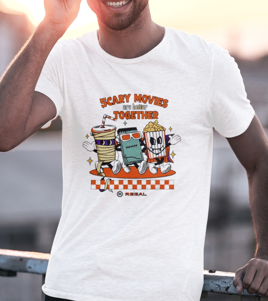 Scary Movies Are Better Together Halloween Snack Monsters Regal T-Shirt