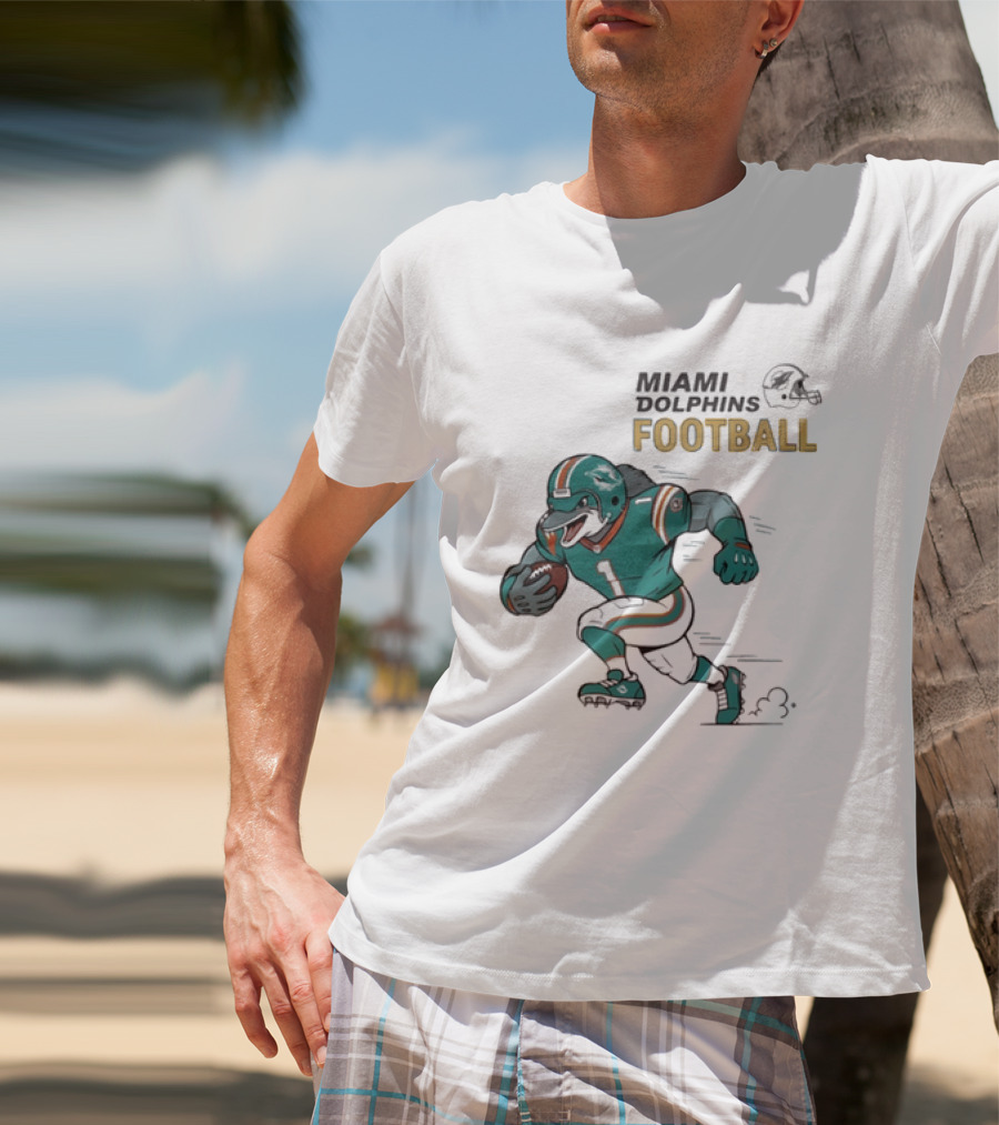 Miami Dolphins Aqua Rush Football Helmet Player T-Shirt