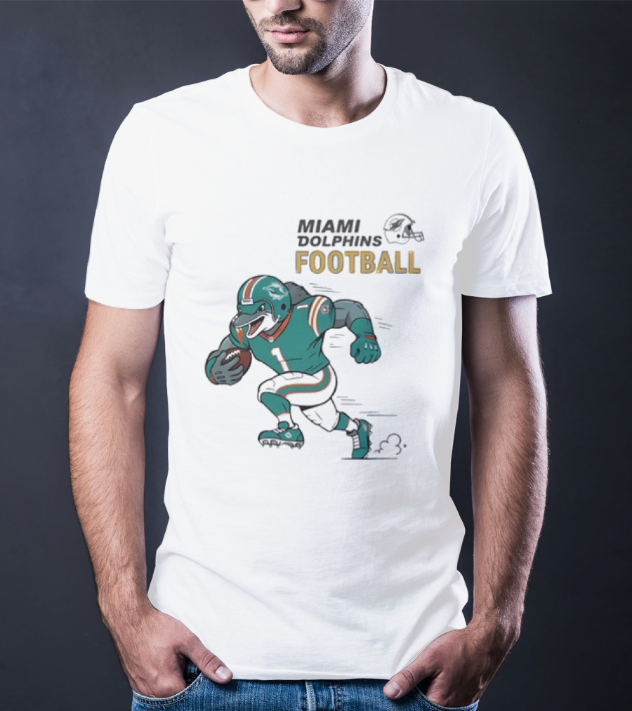 Miami Dolphins Aqua Rush Football Helmet Player T-Shirt