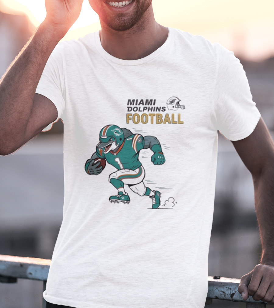Miami Dolphins Aqua Rush Football Helmet Player T-Shirt