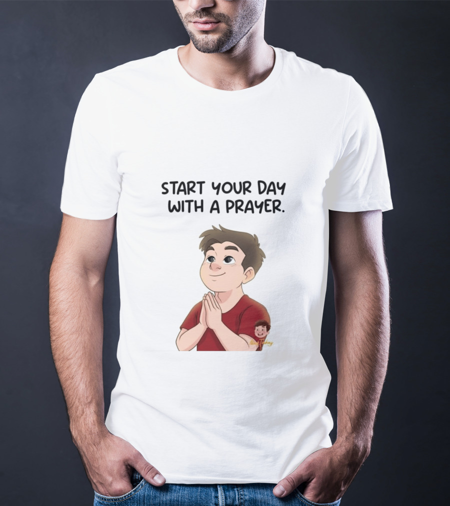 Start Your Day With A Prayer Cartoon Boy T-Shirt