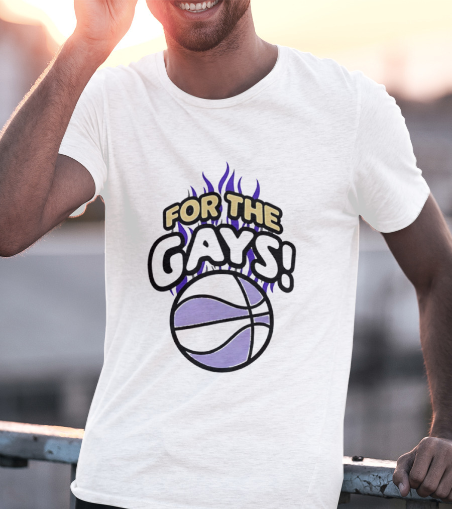 For The Gays Basketball Pride Equality With Flaming Basketball T-Shirt