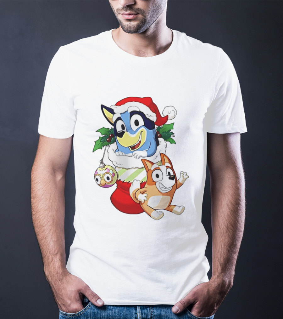 Bluey Christmas Stocking Stuffer Pups Bingo Holiday T-Shirt