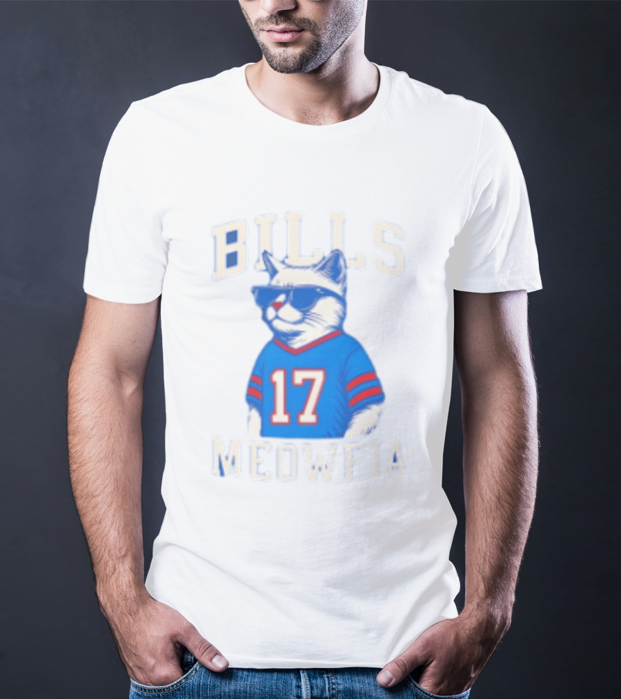 Bills Meowfia Cat 17 Jersey Buffalo Fan Football Sports T-Shirt