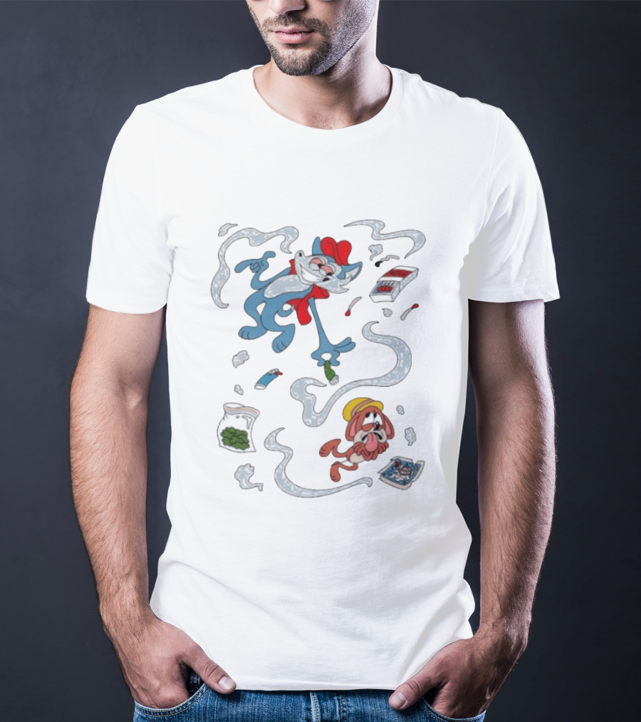 Original Ls Mark Catching Up Episode 2 Cartoon Characters With Smoke And Comic Effects T-Shirt