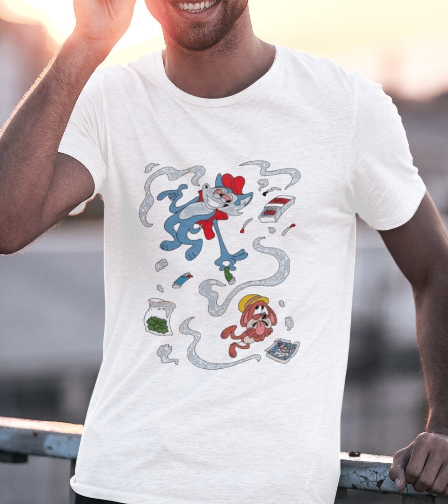 Original Ls Mark Catching Up Episode 2 Cartoon Characters With Smoke And Comic Effects T-Shirt