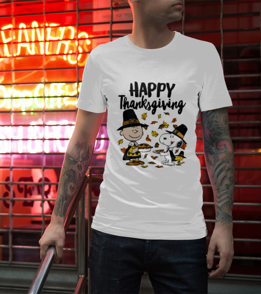 Happy Thanksgiving Peanuts Charlie Brown Snoopy Woodstock T-Shirt
