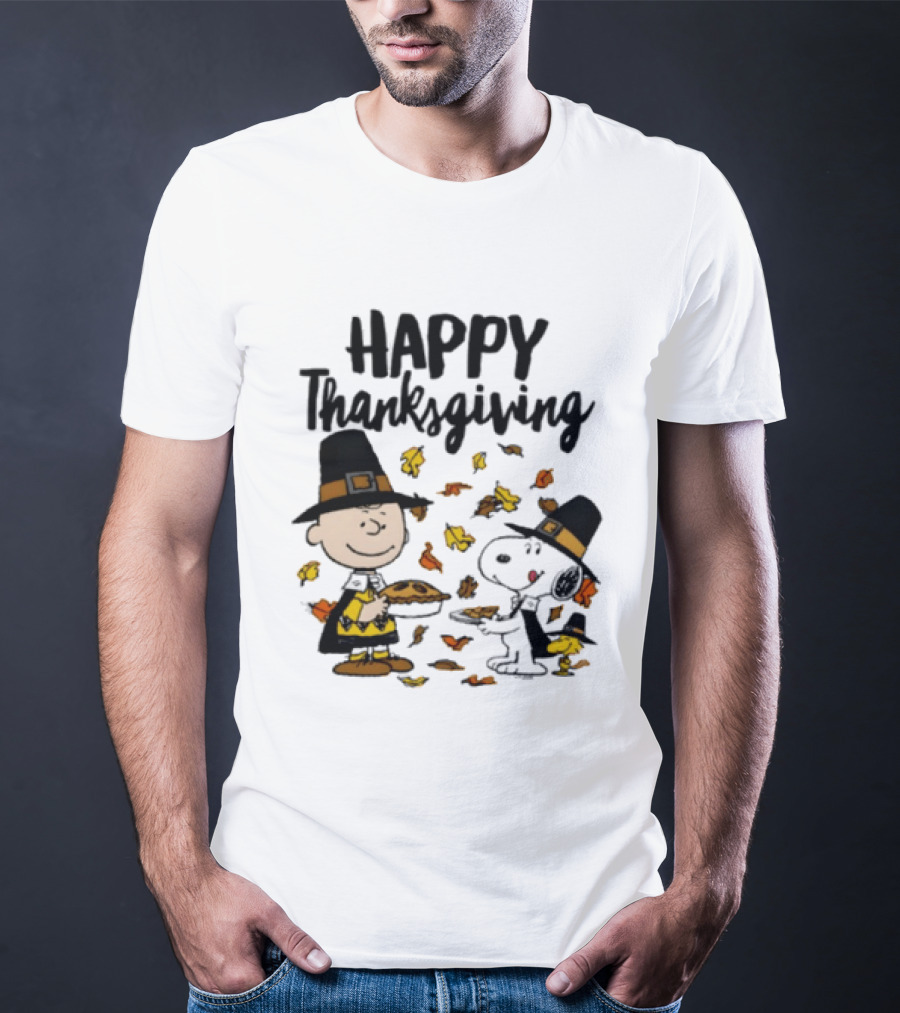 Happy Thanksgiving Peanuts Charlie Brown Snoopy Woodstock T-Shirt