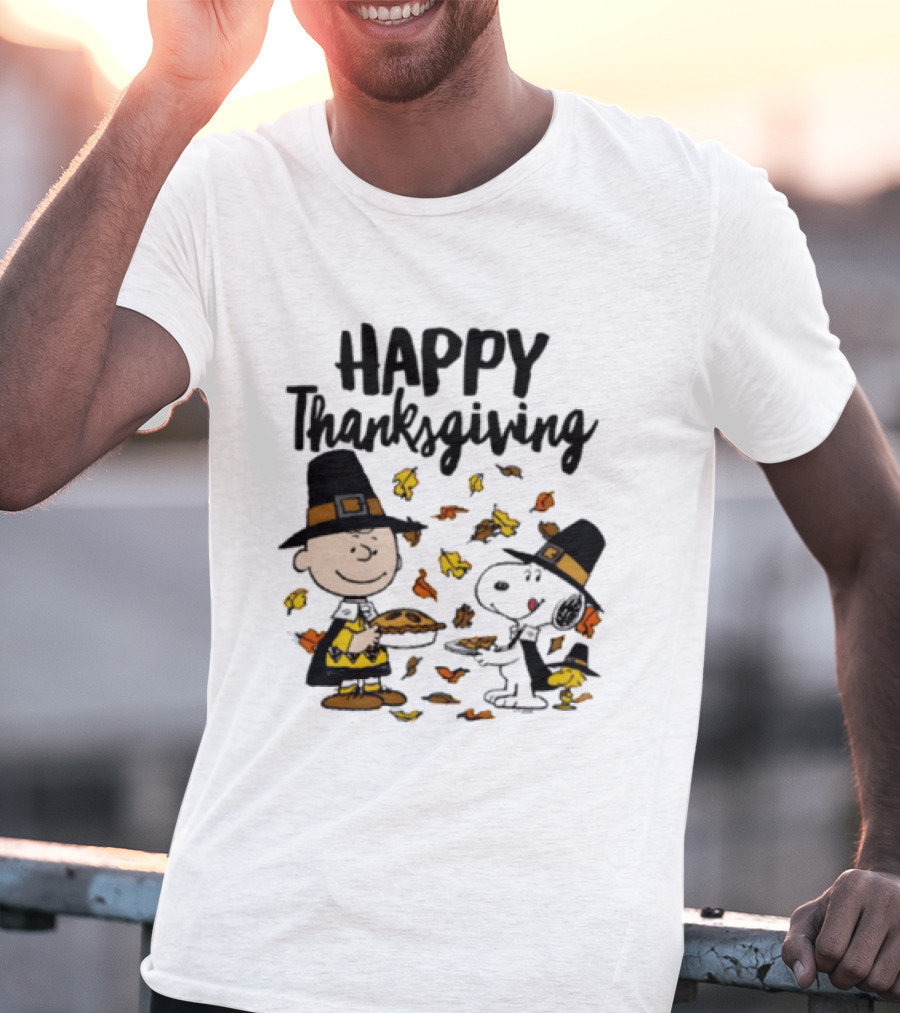 Happy Thanksgiving Peanuts Charlie Brown Snoopy Woodstock T-Shirt