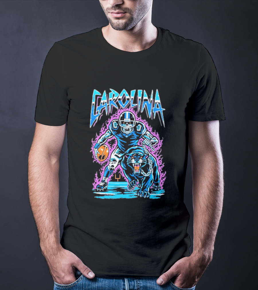 Carolina Panthers Football Skeleton With Panther T-Shirt