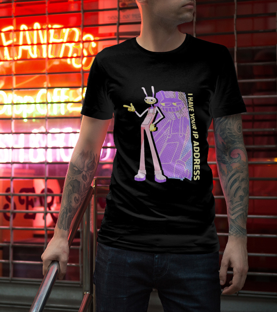Jax I Have Your IP Address Meme Character In Overalls T-Shirt