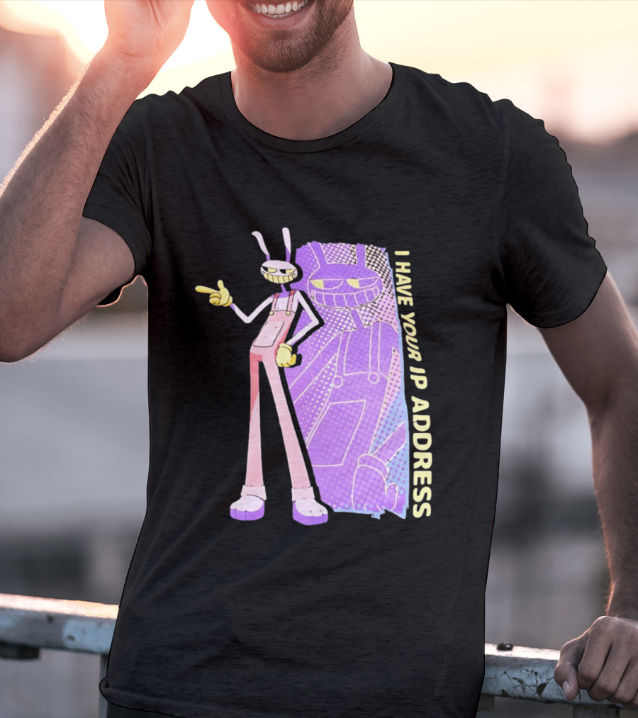 Jax I Have Your IP Address Meme Character In Overalls T-Shirt