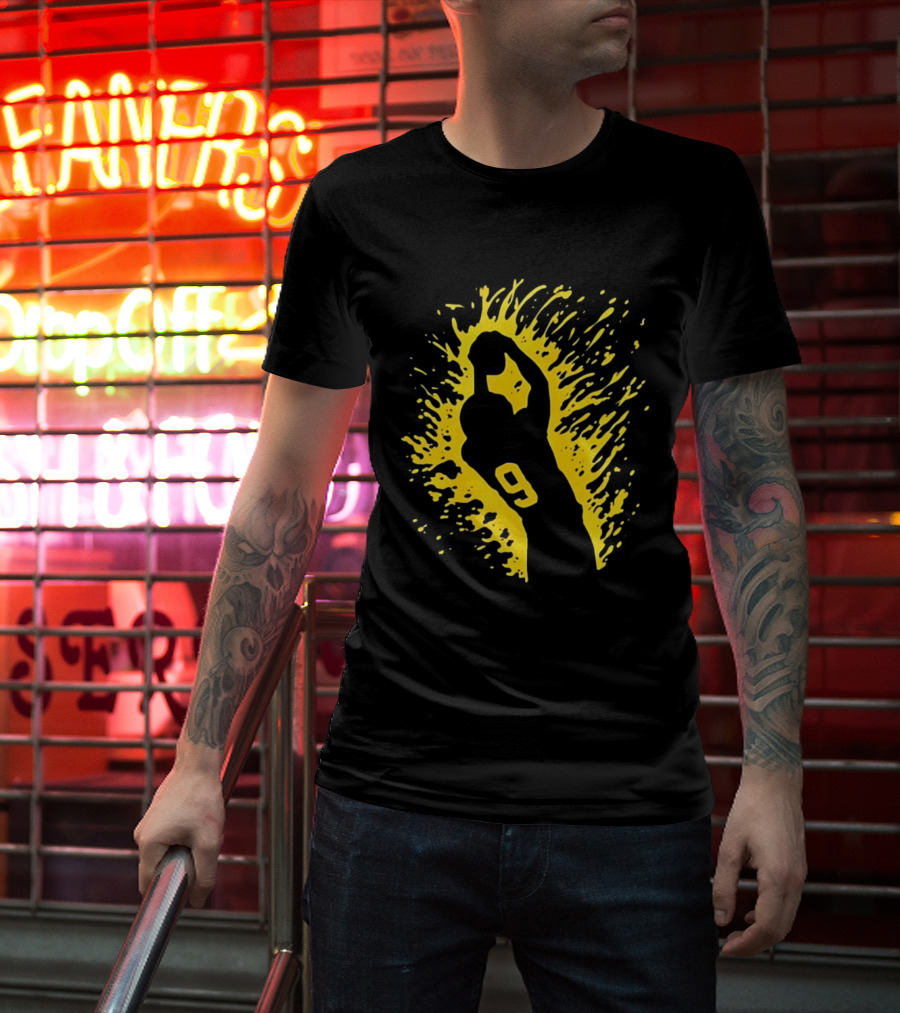 Josh Jacobs Number 9 Football Splash T-Shirt