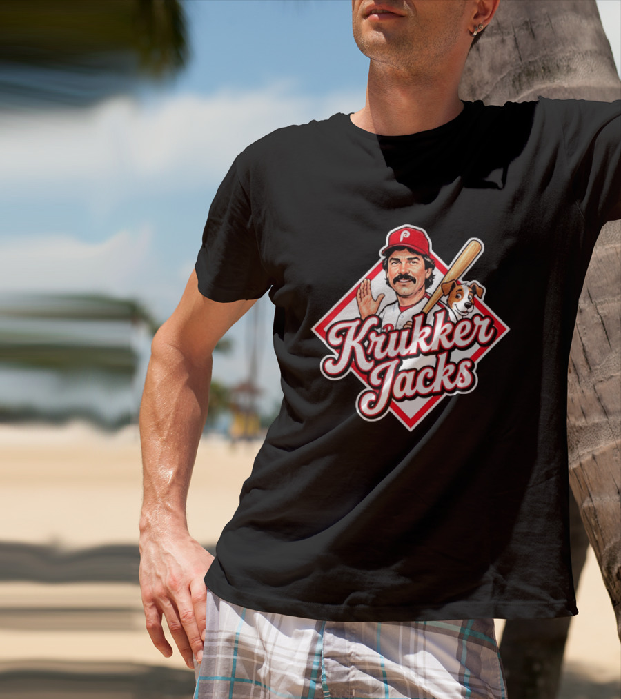 Krukker Jacks Philadelphia Phillies Baseball Player With Dog T-Shirt