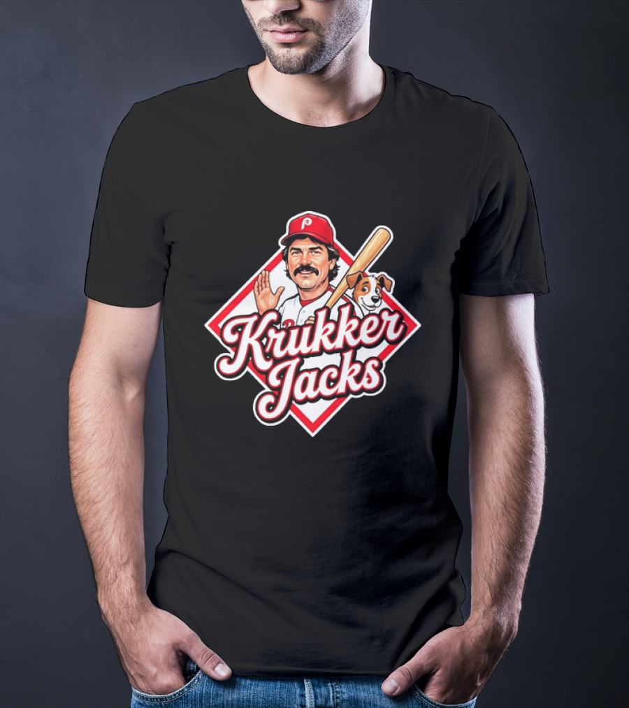 Krukker Jacks Philadelphia Phillies Baseball Player With Dog T-Shirt
